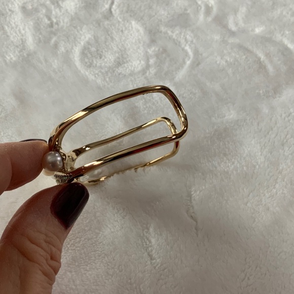 Carolee Pave Stone & Pearl Open Cuff Bracelet - Picture 9 of 13